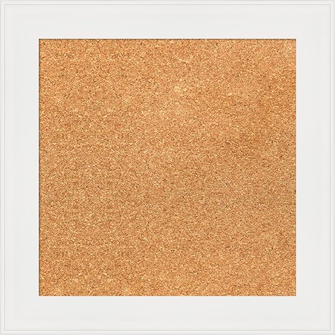 Amanti Art Natural Cork Board for Wall, 17x17 Vision Board with White Frame, Small Corkboard Office Decor for Home Organization, Casual Corkboard Pinboard to Display Items for Home Organization in