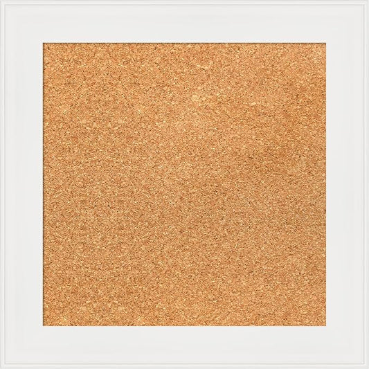 Amanti Art Natural Cork Board for Wall, 17x17 Vision Board with White Frame, Small Corkboard Office Decor for Home Organization, Casual Corkboard Pinboard to Display Items for Home Organization in