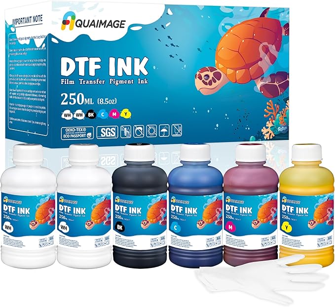 Dtf Ink 1500ml Dtf Printer Ink for ET8550,L1800,XP15000, Bright Colors,DTF Transfer Ink for Pet Film, Refill Ink for P400, P800, P600, DX5, XP600. (250ml x 6, 2Wh+BKCMY)