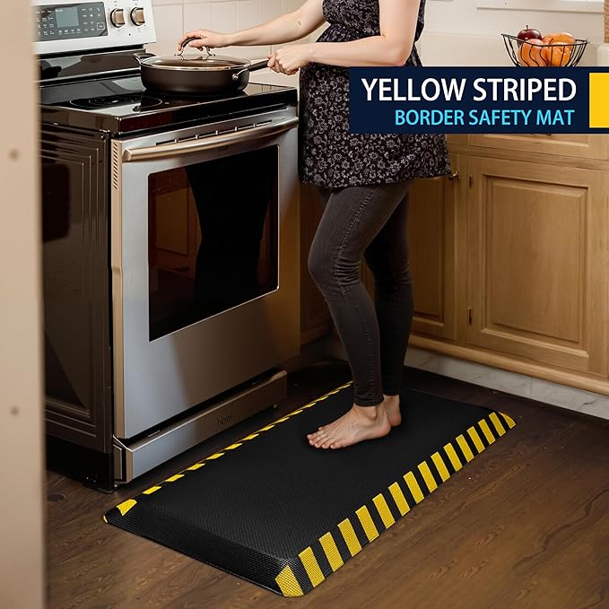 FEATOL Kitchen Mat for Floor, 9/10 Extra Thick Cushioned Anti Fatigue Floor Mat, Memory Foam Padded for Standing at Home, Kitchen, Garage, 20" x 48"-Support for Leg & Back Pain