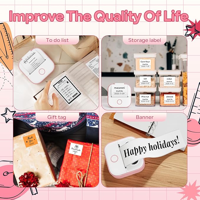 Sticker Printer Machine, Print Pods Mini Maker with 1 Roll Paper, Mini Portable Sticker Maker Y02C, Bluetooth Inkless for Phone, Thermal Portable Machine for Journal, Note, Photos, Learning