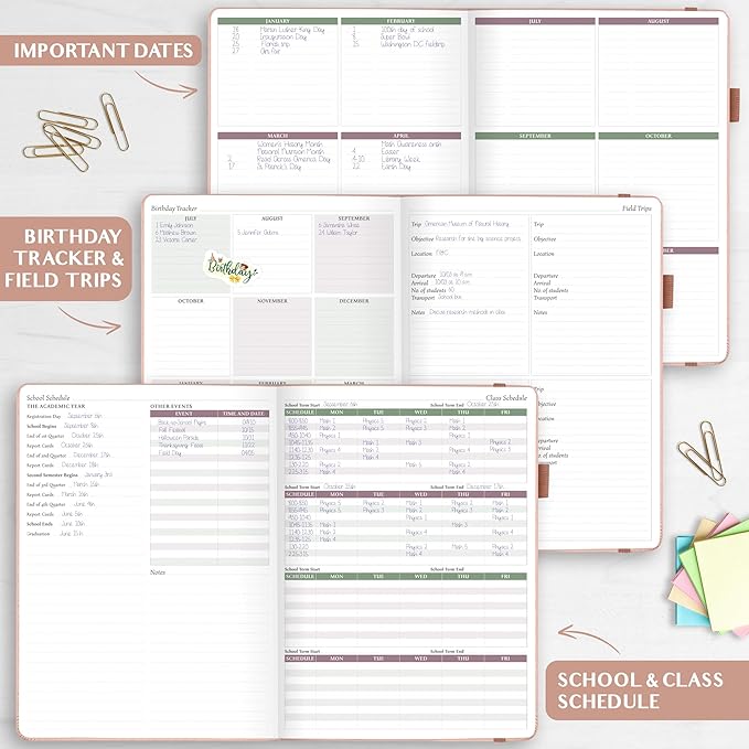 Legend Teacher Planner – Undated Lesson Plan Book for Teachers with Weekly & Monthly Calendars - Classroom Organization & School Year Planner – 8.5”x11.5” Hardcover (Rose Gold Debossed)