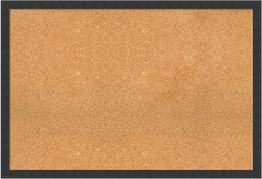 Amanti Art Natural Cork Board for Wall, 26x38 Vision Board with Black Wood Frame, Large Corkboard Office Decor for Home Organization, Modern Contemporary Corkboard Pinboard to display items for home