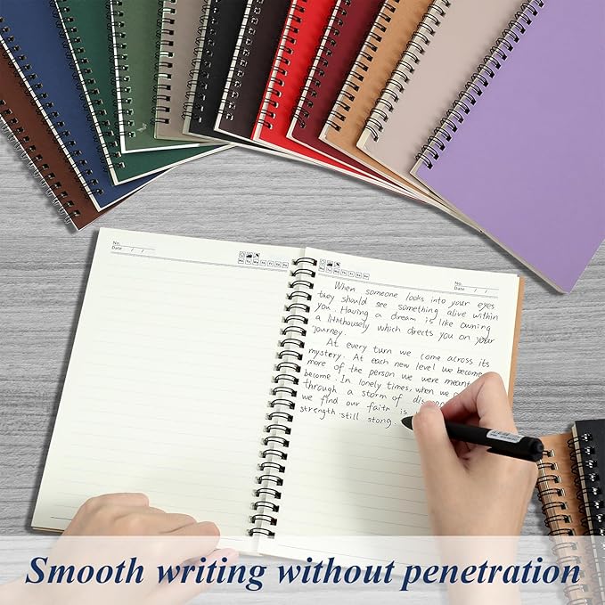 12 Pack Small Spiral Notebook A5 Lined College Ruled Spiral Journal Notebook 5.5 x 8.3 Inch Kraft Cover, 120 Pages for Work Students Office Business(Dark Color)