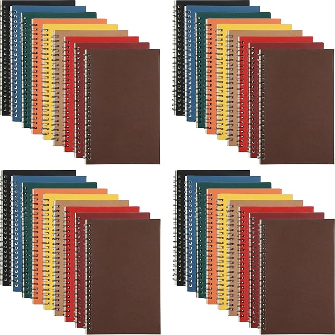 Yahenda Spiral Notebook Bulk A5 Journal Lined 8.3'' x 5.5'' Writing Composition Paper Small Notepad Subject Notebook for Students Office Business Back to School Supplies(Multi Color,36 Pcs)