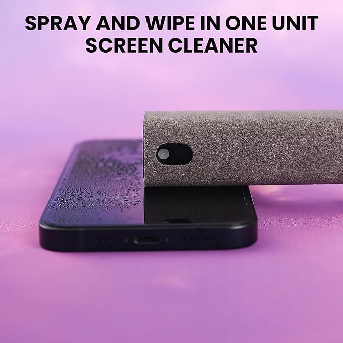 Touchscreen Screen Cleaner, Car, Tablet and Phone Screen Cleaner, Two in One Spray and Microfiber Cloth, Car Accessories for Women Perfect Gifts(Grey)
