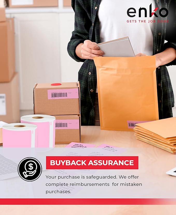 enKo [6 Rolls, 1800 Direct Thermal Labels] Pink Colored Compatible for Dymo 30256 Label (2-5/16 x 4") Use with Dymo, Rollo Thermal Printer as Shipping & Mailing Labels