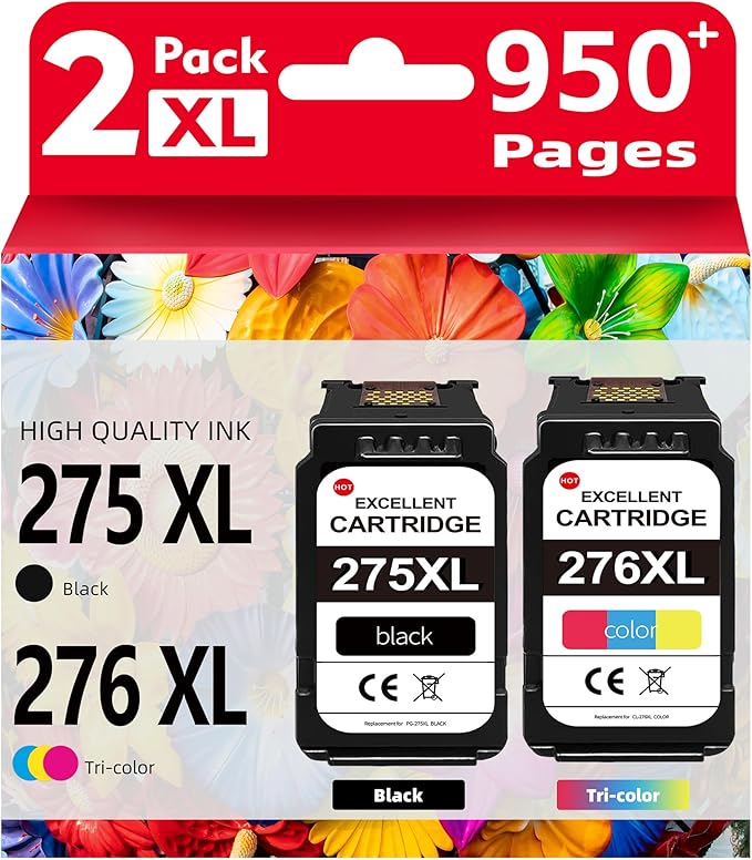 276XL Color & 275XL Black Ink Cartridge Combo Pack (2-Pack) - Replacement for Canon tr4700 Printer Ink Cartridges Compatible for Canon tr4700 tr4720 tr4722 ts3522 ts3500 ts3722 ts3720 ts3520 Ink