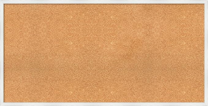 Amanti Art Natural Cork Board for Wall, 25x49 Vision Board with White Frame, Oversize Corkboard Office Decor for Home Organization, Country Rustic Corkboard Pinboard to Display Items for Home