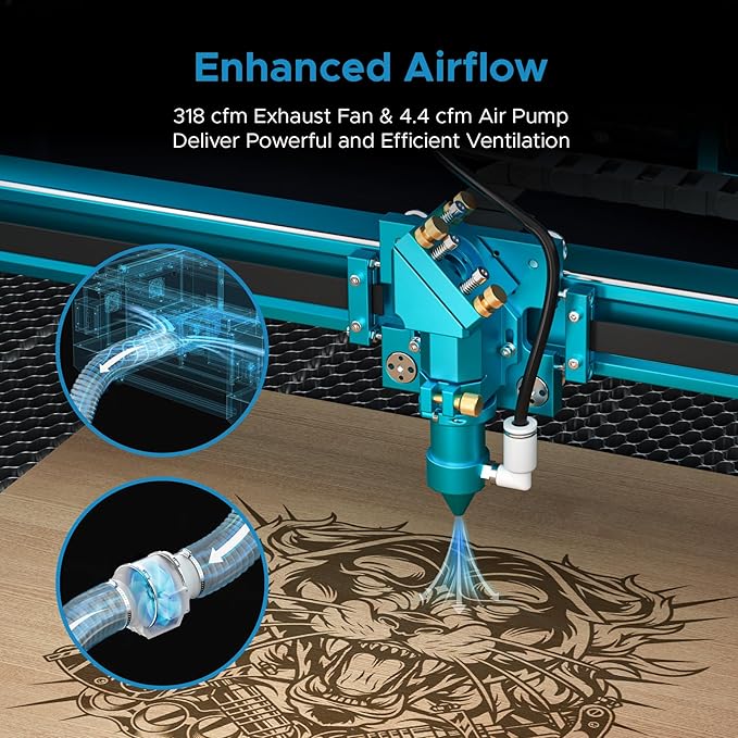 OMTech Pronto 100W CO2 Laser Engraver with Water Chiller&LightBurn, 28"x20" Laser Engraving Machine with Autofocus 2 Way Pass-Throughs Built-in Air Assist, Laser Cutter for Wood Glass Acrylic More