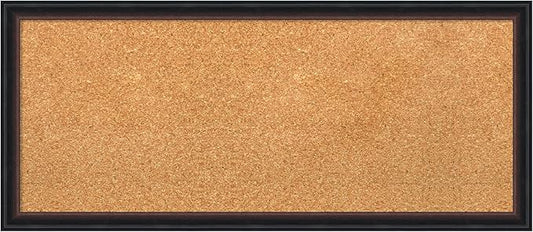 Amanti Art Natural Cork Board for Wall, 14x32 Vision Board with Black Wood Frame, Medium Corkboard Office Decor for Home Organization, Casual Corkboard Pinboard to display items for home organization