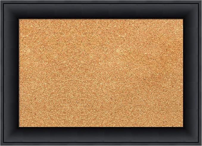 Amanti Art Natural Cork Board for Wall, 15x21 Vision Board with Black Wood Frame, Small Corkboard Office Decor for Home Organization, Modern Contemporary Corkboard Pinboard to display items for home