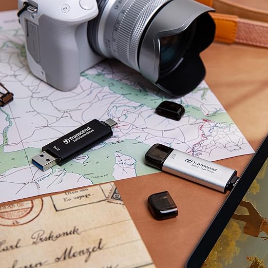 Transcend 1TB External SSD, Up to 1,050MB/s, USB 3.2 Gen 2 Portable SSD, 2-in-1 Type C &Type A, USB Hard Drive for Steam Deck, ROG Ally, MSI Claw, Windows&Mac, iPhone&iPad, Android, PS5&Xbox, Smart TV