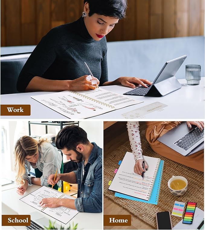 Dotted Notebook, Spiral Notebook Journal 8.5” x 11”, A4 Large Dot Grid Notebooks for Women Men, 100 GSM Dotted Paper, Plastic Hardcover Spiral Bullet Journals for Work School Sketching, Black