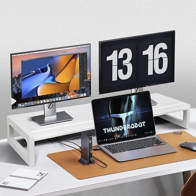 Dual Monitor Stand Riser – 36-Inch Computer Monitor Stand with Multifunctional Slot for 2 Monitors, Multi-Purpose Desktop Storage for Laptop, Printer, TV