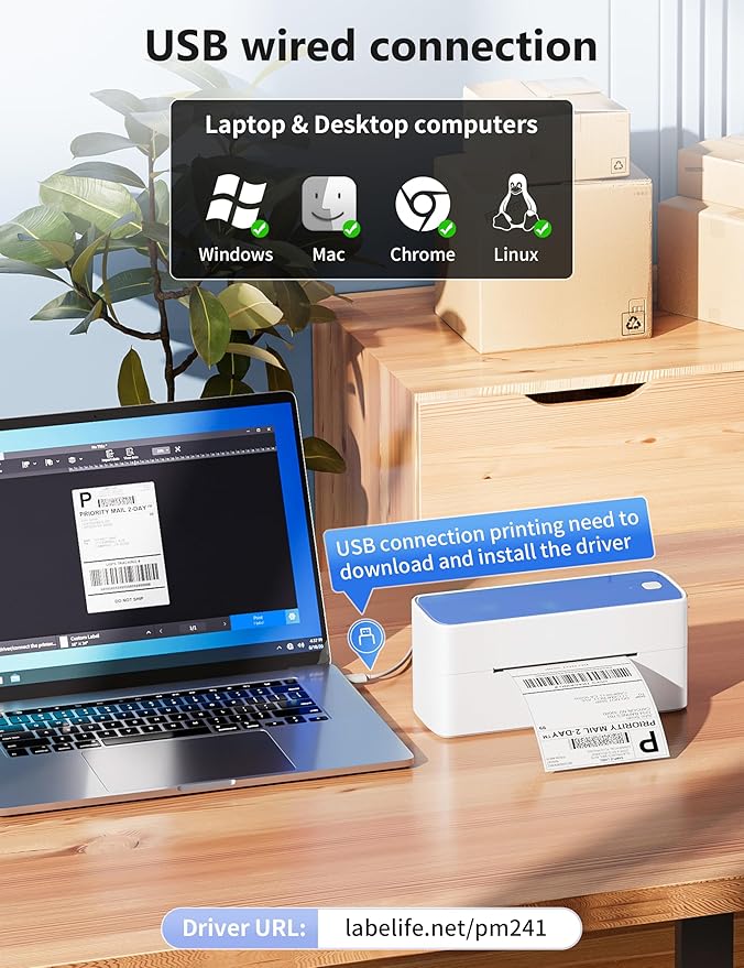 Phomemo Thermal Label Printer, 4X6 Shipping Labels Printer for Small Business, Wireless Label Printers for Package for Phone & Pad & PC, Used for Ebay, UPS, Shopify, TikTok, USPS, FedEx, DHL, Temu