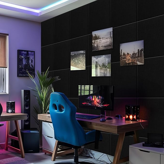 AKTOP Black Cork Bulletin Board 24"x36", 6 Pack Removable Felt Cork Board Tiles for Wall, Large 2 x 3 Bulletin Board Notice Pin Board for Office, School & Home, 24 Safe Adhesive Tabs, 20 Pushpins