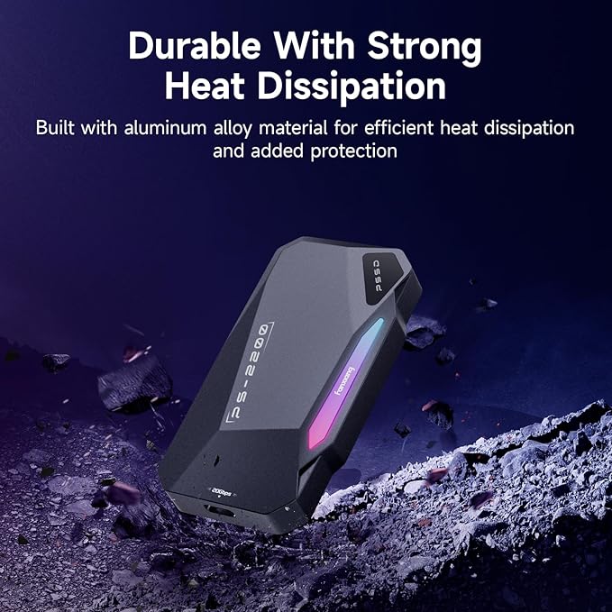 500GB Magnetic Portable SSD,2050MB/s Type-C USB 3.2 Gen 2x2 External SSD,4K ProRes Record and Store,Aluminum alloy,RGB Touch Lighting,External Solid State Drive for iPhone15/16/Android/PC/Mac -PS2200
