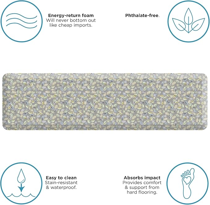 GelPro Anti-Fatigue Designer Comfort Kitchen Floor Mat Orchard Grey Lake 20x72
