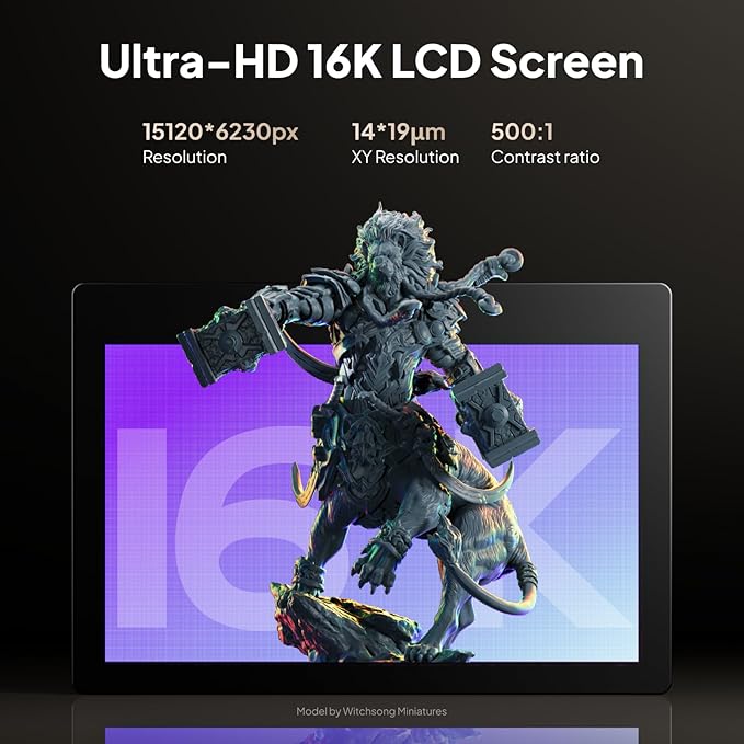 ELEGOO Saturn 4 Ultra 16K Resin 3D Printer MSLA, Smart Tank Heater, High Printing Speed to 150mm/h, AI Camera with Light, Built-in Wi-Fi, Large Print Size 211.68×118.37×220mm³