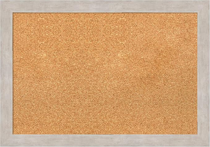 Amanti Art Natural Cork Board for Wall, 19x27 Vision Board with Silver Wood Frame, Medium Corkboard Office Decor for Home Organization, Casual Corkboard Pinboard to display items for home organization