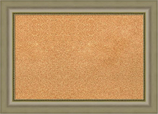 Amanti Art Natural Cork Board for Wall, 21x29 Vision Board with Silver Wood Frame, Medium Corkboard Office Decor for Home Organization, Traditional Corkboard Pinboard to Display Items for Home