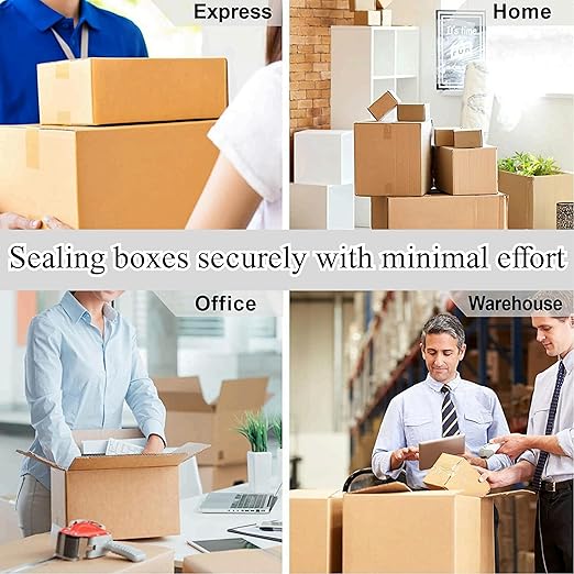 CHUANGSEED Packing Tape with Dispenser – 12 Rolls Brown Shipping Tape (2.4Mil x 1.88” x 60 Yards), Heavy Duty Box Sealing Tape for Moving, Packaging, Office, Warehouse