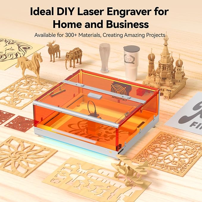 TOOCAA 40W Laser Engraver and Cutter Machine with No-Charge Software Air Assist,22" x 22" Bed Size, Enclosed Laser Engraver Cutting Machine for Tumblers Wood Metal Acrylic Leather