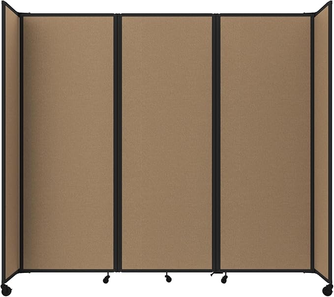 Versare Room Divider 360 Portable Wall Partition | Folding Panels | Large Freestanding Divider | Locking Wheels | Temporary Room Separator