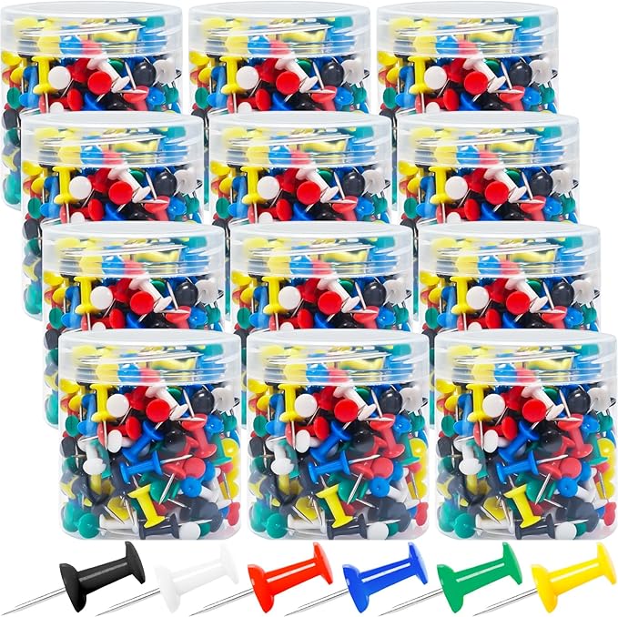 2400 Pcs Multicolor Push Pins Standard Thumb Tacks with Steel Point and Plastic Head PushPins thumbtacks for Wall, Cork Board, and Bulletin Board