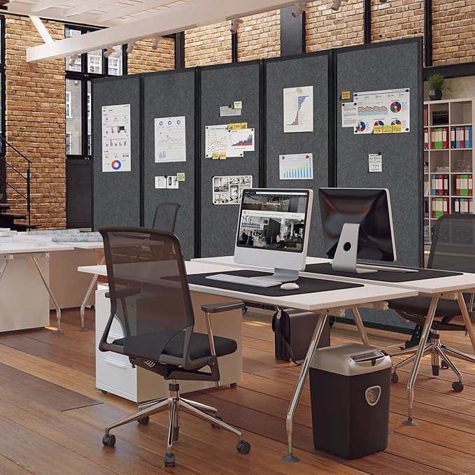 Room Partition,Folding Privacy Divider,Office Partition Dividers,Office Dividers Wall, 10'6"W x 6'7"H,Grey