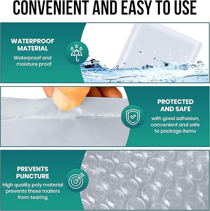 Levex - #4 9.5" x 14.5" [100 Pack] Poly Bubble Mailers, Padded Envelope Mailers, Packing Envelope & Mailing Bags for Shipping