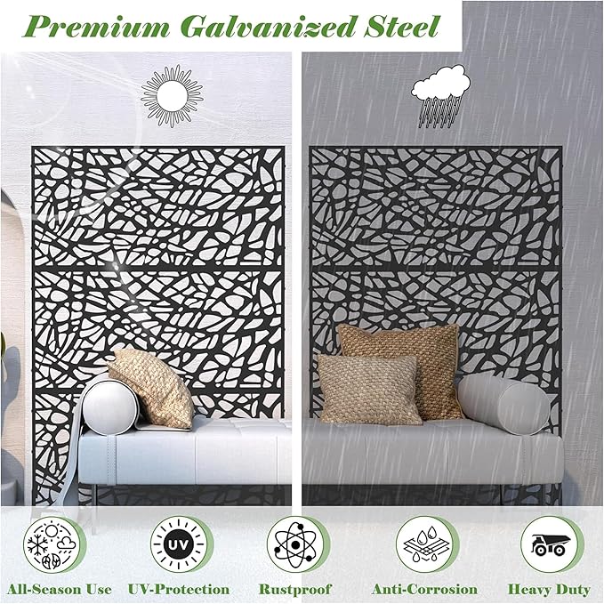 NicBex Room Divider 1 Panel Room Dividers with Mesh Shape Design Partition Room Dividers and Metal Privacy Screens Wall Divider for Outdoor, Room Separation,48.31" W x 15.75" D x 70.75" H, Black