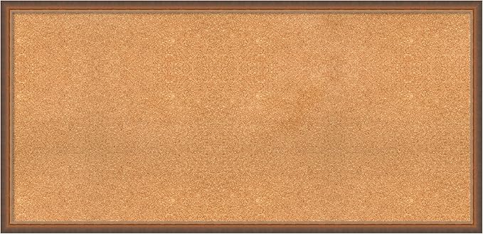 Amanti Art Natural Cork Board for Wall, 26x54 Vision Board with Bronze Frame, Oversize Corkboard Office Decor for Home Organization, Modern Corkboard Pinboard to Display Items for Home Organization