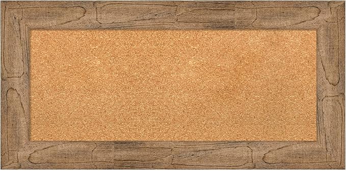 Amanti Art Natural Cork Board for Wall, 18x36 Vision Board with Brown Wood Frame, Medium Corkboard Office Decor for Home Organization, Country Rustic Corkboard Pinboard to Display Items for Home