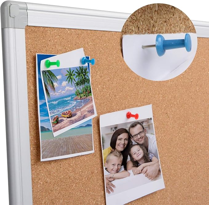 Board2by Cork Board Bulletin Board 24 x 36, Silver Aluminium Framed 2x3 Corkboard, Office Board for Wall Cork, Large Wall Mounted Notice Pin Board
