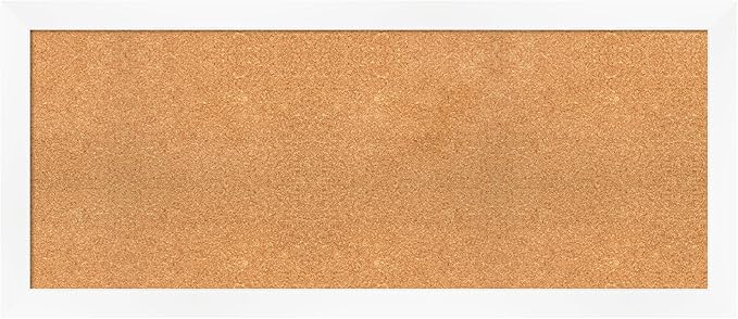 Amanti Art Natural Cork Board for Wall, 21x49 Vision Board with White Frame, Oversize Corkboard Office Decor for Home Organization, Modern Corkboard Pinboard to Display Items for Home Organization in