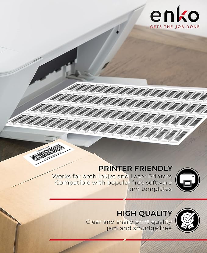 enKo 3-1/2 x 5 Inch Label - White Blank - 4 Up Per Sheet Shipping Address Mailing Labels for Laser Inkjet Printer (100 Sheets, 400 Labels)