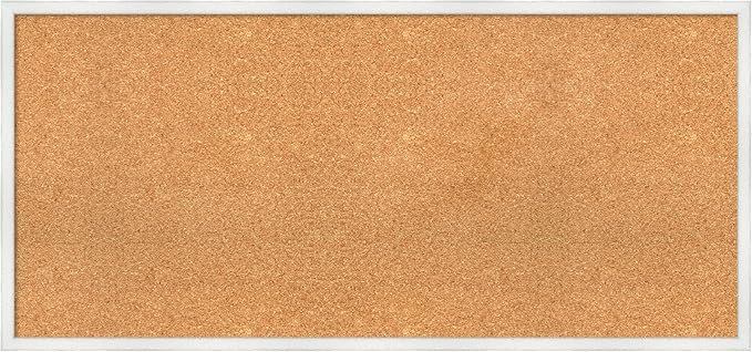 Amanti Art Natural Cork Board for Wall, 21x45 Vision Board with White Frame, Oversize Corkboard Office Decor for Home Organization, Country Rustic Corkboard Pinboard to Display Items for Home