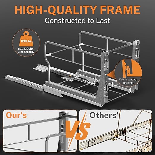 YJHome Pull Out Trash Can Under Cabinet with Soft-Close Slides, Garbage Can Not Included, Cabinet Trash Can Pull Out Kit with Door Mounting Kit, Requires Minimum Cabinets Opening 17" W X 24" D