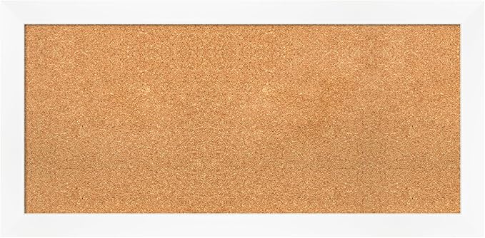Amanti Art Natural Cork Board for Wall, 19x39 Vision Board with White Frame, Medium Corkboard Office Decor for Home Organization, Modern Corkboard Pinboard to Display Items for Home Organization in