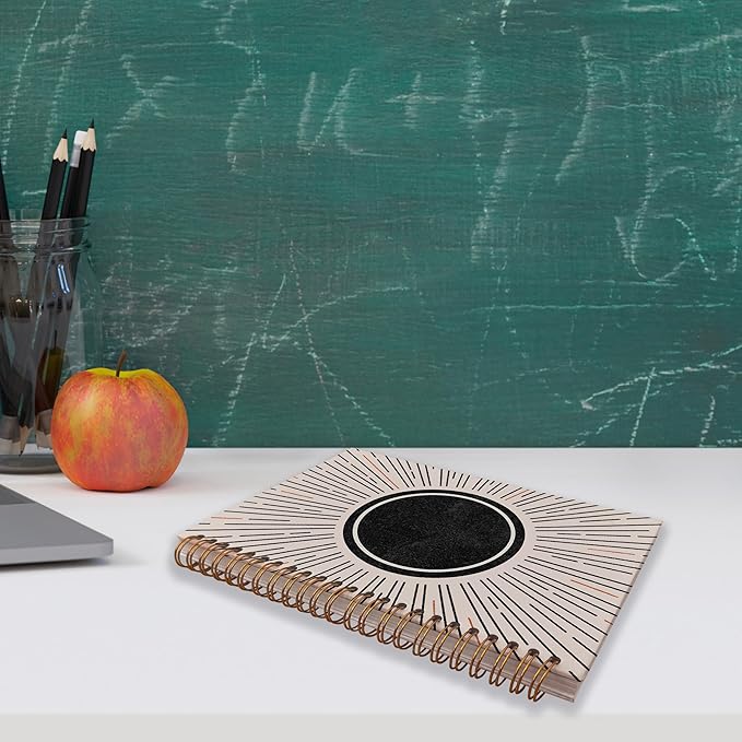 VNWEK Abstract Boho Black Sun Sunshine Sunray Sunburst Spiral Notebook Journal 5.5 x 8.3 inches,Boho Lined Hardcover Spiral Notebook,Boho Gifts for Women Teen Girls Teens