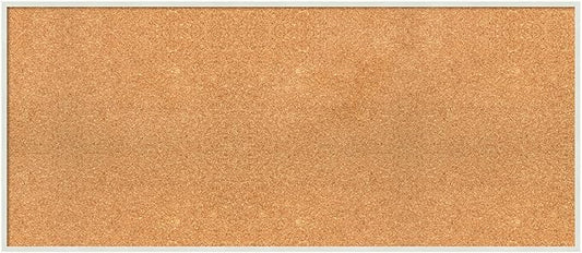 Amanti Art Natural Cork Board for Wall, 19x43 Vision Board with White Frame, Oversize Corkboard Office Decor for Home Organization, Modern Corkboard Pinboard to Display Items for Home Organization in