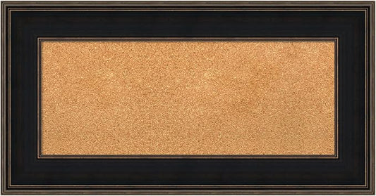 Amanti Art Natural Cork Board for Wall, 20x38 Vision Board with Brown Wood Frame, Medium Corkboard Office Decor for Home Organization, Casual Corkboard Pinboard to Display Items for Home Organization
