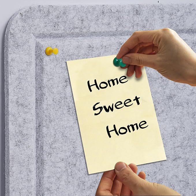 Large Bulletin Board - 48 X 36 inches Decorative Felt Pin Board - 4' x 3' Cork Board Alternative for Wall - Foldable Photo Board Self-Adhesive Vision Board Prayer Board with 30 Pushpins - Silver Gray