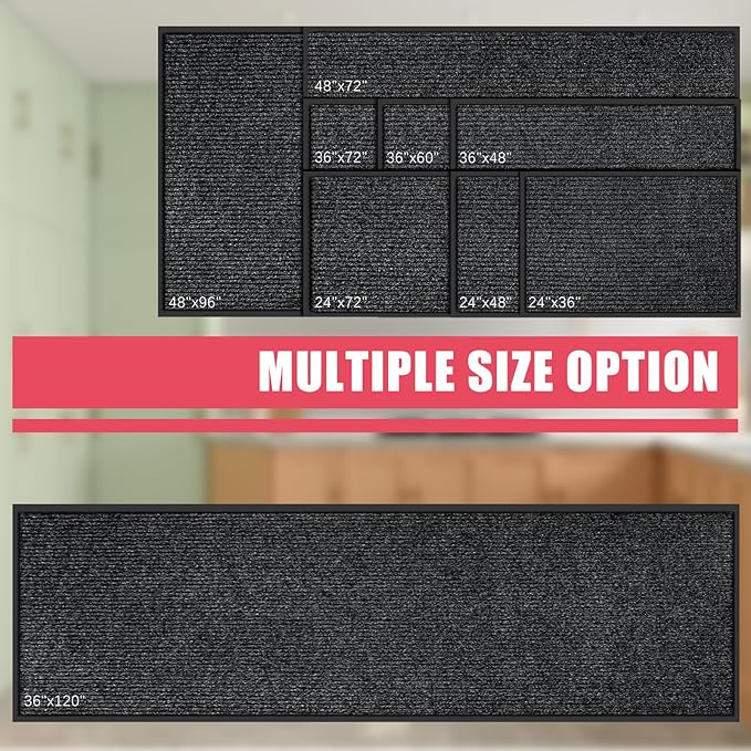 Kuyal Front Door Mat, 4'x6' Indoor Outdoor Entrance Mat, Commercial Floor Mats Inside Outside Entrance, Heavy Duty Durable Welcome, Rubber Backing Non Slip Outdoor Mats for Entryway,Black