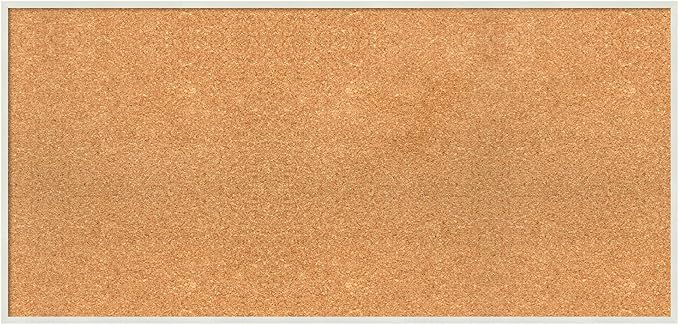 Amanti Art Natural Cork Board for Wall, 19x39 Vision Board with White Frame, Large Corkboard Office Decor for Home Organization, Modern Corkboard Pinboard to Display Items for Home Organization in
