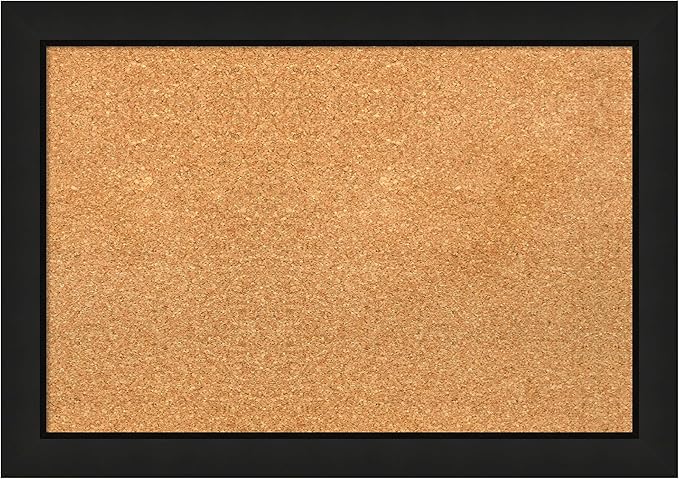 Amanti Art Natural Cork Board for Wall, 19x27 Vision Board with Black Wood Frame, Medium Corkboard Office Decor for Home Organization, Casual Corkboard Pinboard to display items for home organization