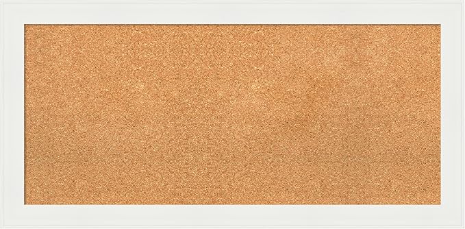 Amanti Art Natural Cork Board for Wall, 19x39 Vision Board with White Frame, Medium Corkboard Office Decor for Home Organization, Casual Corkboard Pinboard to Display Items for Home Organization in