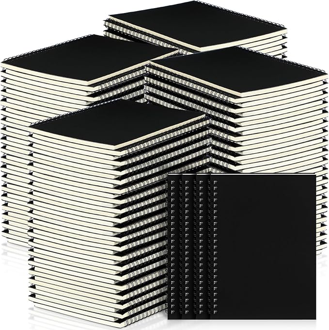Yahenda Spiral Notebook Bulk A5 Journal Lined 8.3'' x 5.5'' Writing Composition Paper Small Notepad Subject Notebook for Students Office Business Back to School Supplies(Black,72 Pcs)